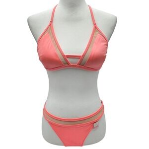 VICTORIA'S SECRET NWT Women's Large Coral Pink Mini‎ Bikini 2 Piece Set Swimsuit